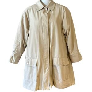 London Fog Women’s Size 8Petite Zip Out Plaid Lining Jacket in Khaki
